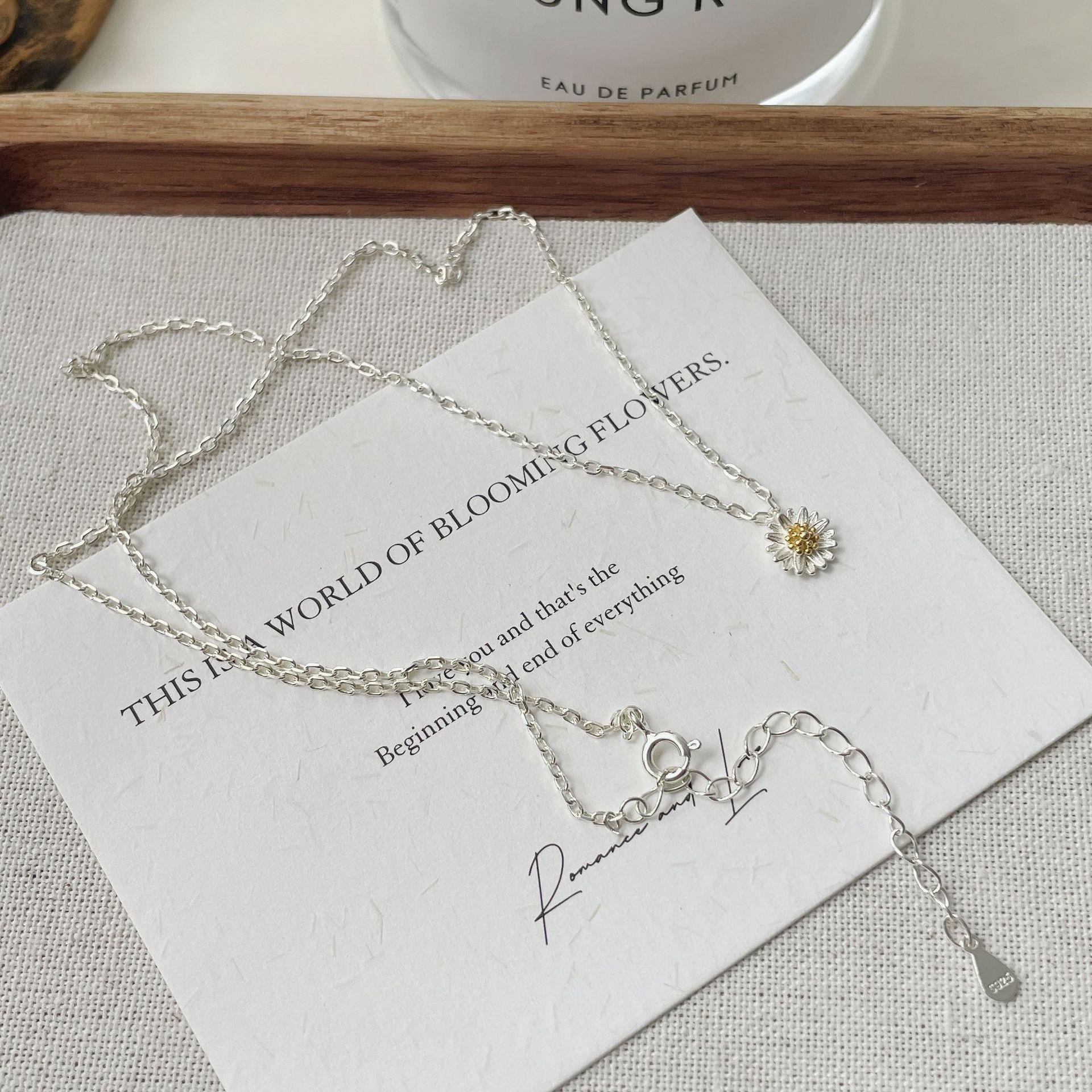 ins wind small daisy series set 925 silver small fresh sunflower pendant necklace jewelry women 925 silver