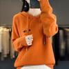 Fashionable Short Knitted Hoodie Women's Spring Autumn Loose Style Korean Design Thick Winter Suitable Full Sleeve Solid