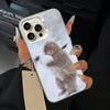 C-Cute Funny Monkey Phone Case For iPhone 11 12 13 14 15 16Pro Max Plus white Sliver  Phone Cover