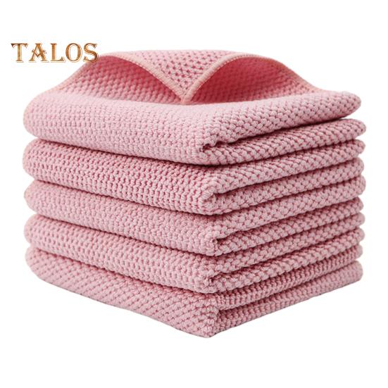 

5 шт. кухонных полотенец, однотонные полотенца для посуды со шнурком, впитывающие полотенца для рук, тряпки для уборки для домашних задач 5pcs розовый