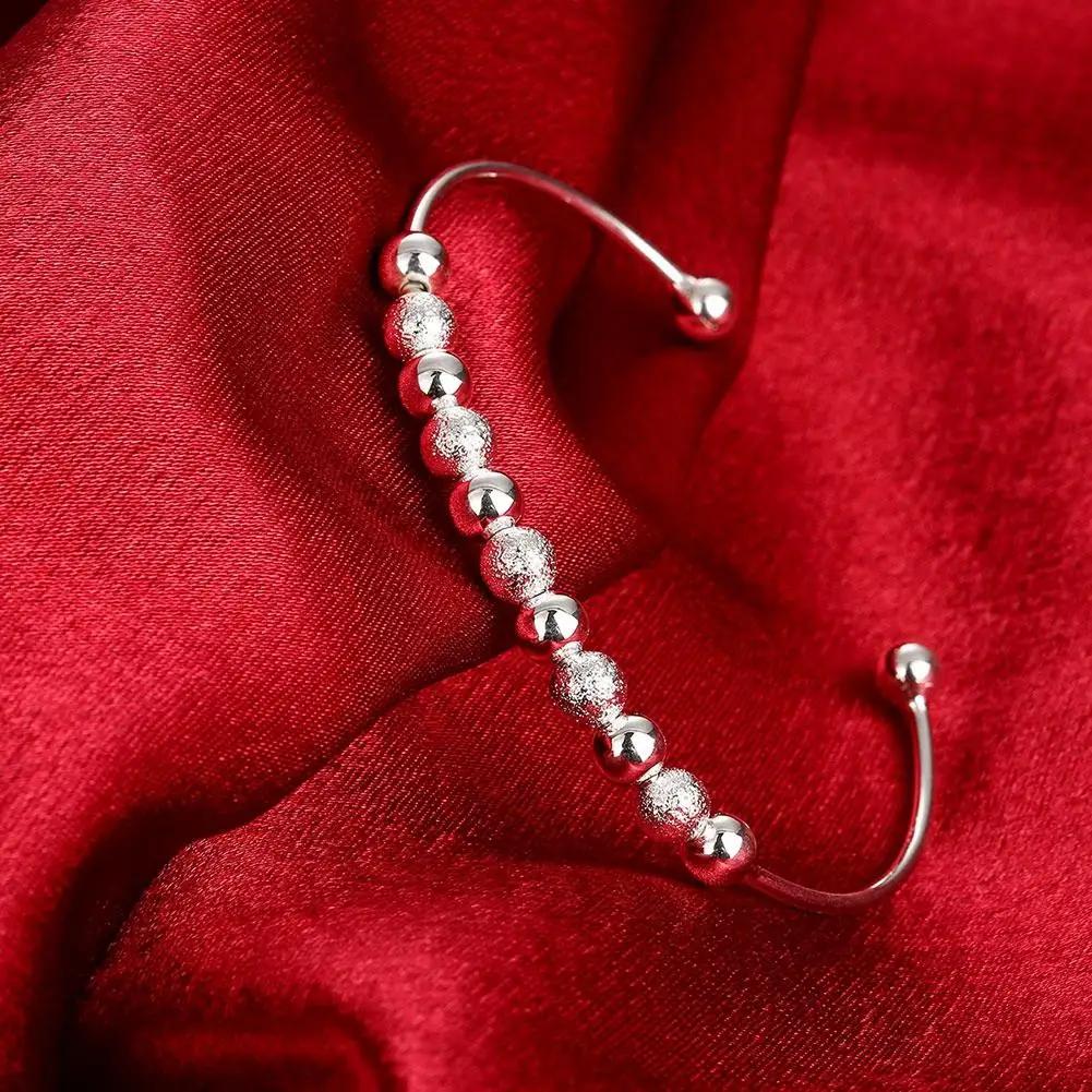Bracciali Trendy in Argento 925 Braccialetto Charms Carini Aperti per Donne Gioielli di Moda Regolabile Dimensioni Bracciale Manicotto Festa di Matrimonio