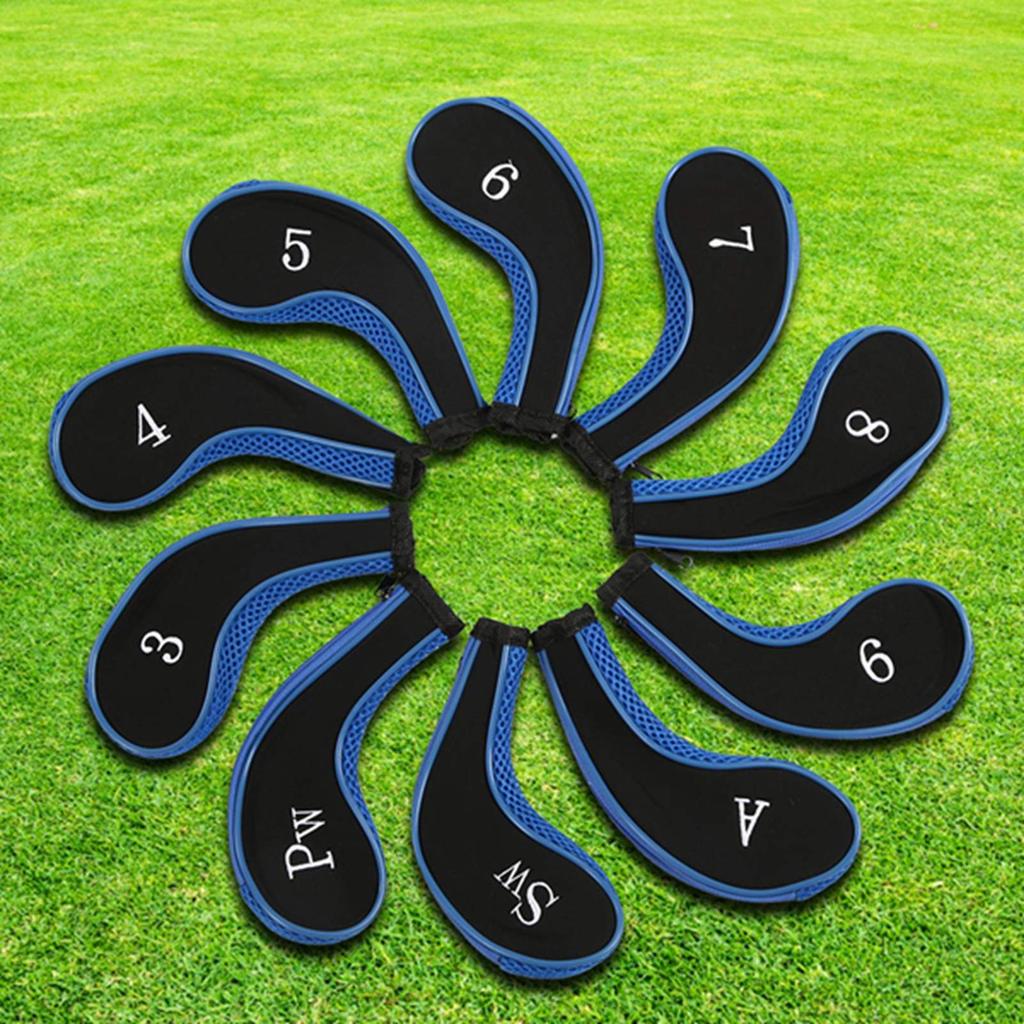 10pcs Neoprene Golf Club Iron Head Covers Putter Set Protector Case Golf Accessory