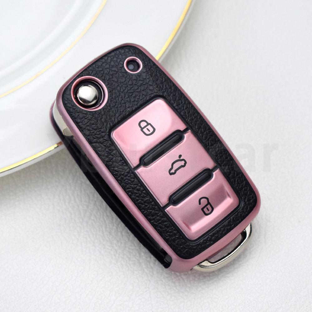 TPU Leather Remote Key Case Cover For VW Golf Polo Bora Beetle Tiguan for SEAT Leon Toledo Altea Ibiza for SKODA Fabia Superb
