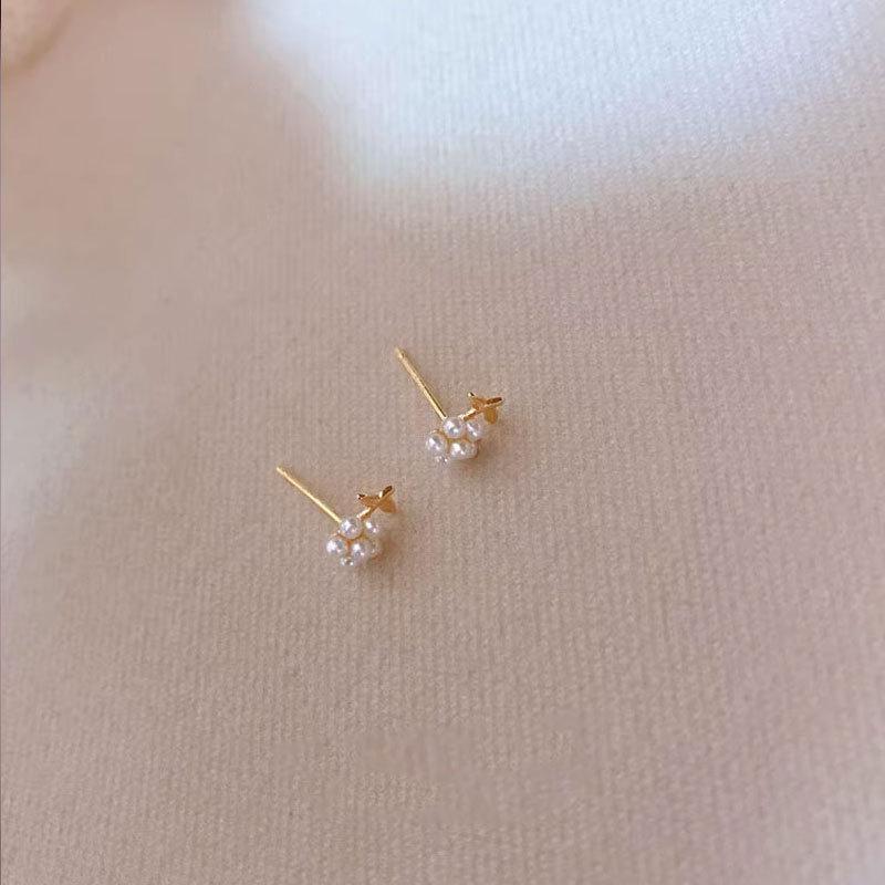 Pearl Leaf Flower Earrings for Women Niche Design High-end Earrings for Year New Style