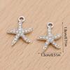 10Pcs Silver Plated Crystal Starfish Charms Pendant For Jewelry Making Bracelet Necklace Earrings Accessories Diy Craft 18X13Mm