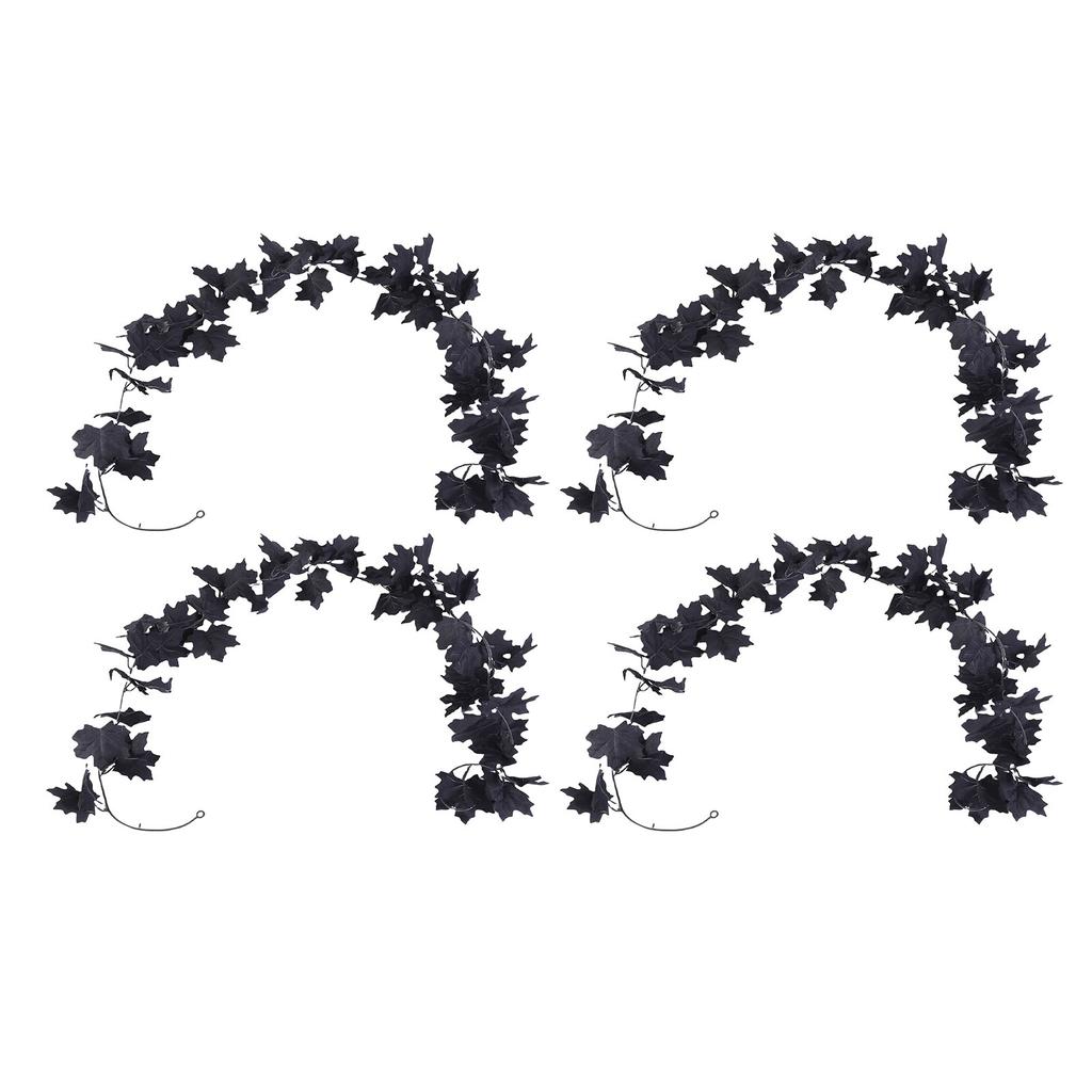 4pcs Fall Maple Leaf Garland Hanging Black Fall Leaves Vine Artificial Autumn Garland Decor for Home Party