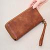 Portable Leopard Print Long Wallet PVC Stripe Multiple Cards Purse Solid Color Korean Style PU Handheld Bag Dating