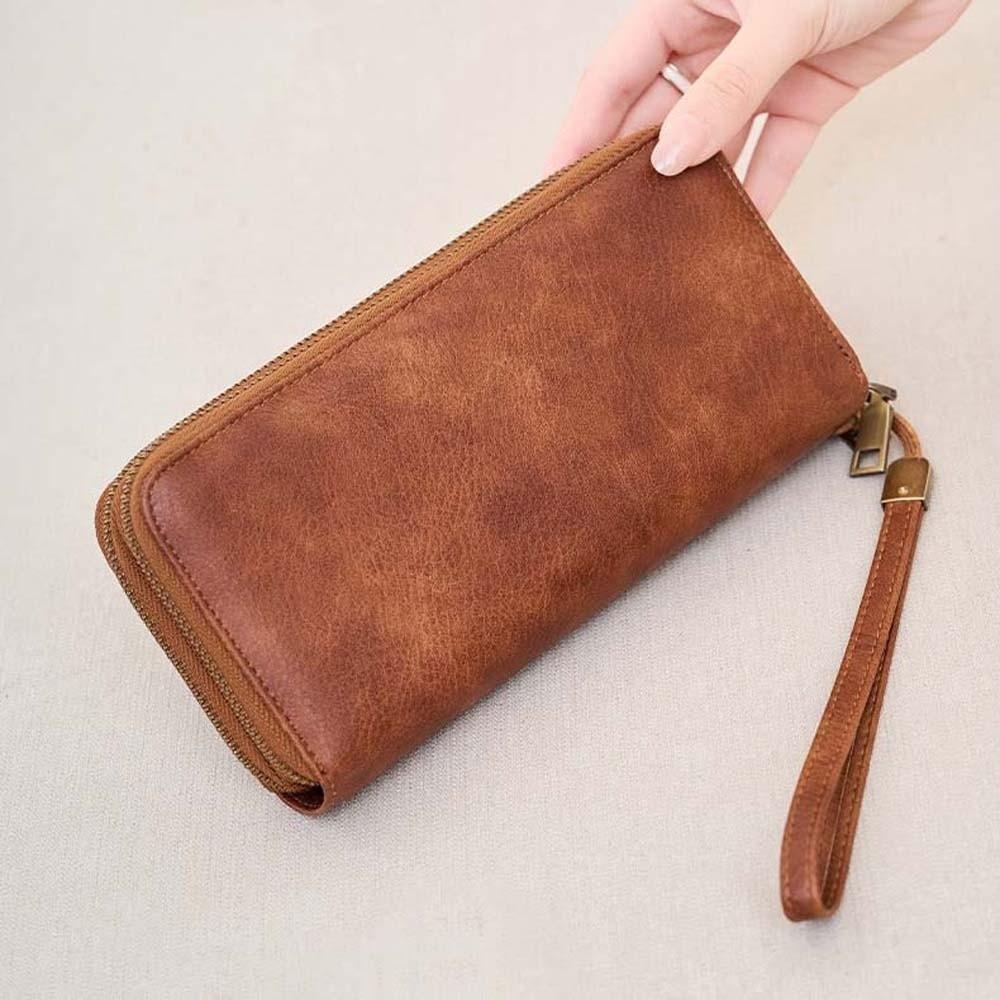Portable Leopard Print Long Wallet PVC Stripe Multiple Cards Purse Solid Color Korean Style PU Handheld Bag Dating
