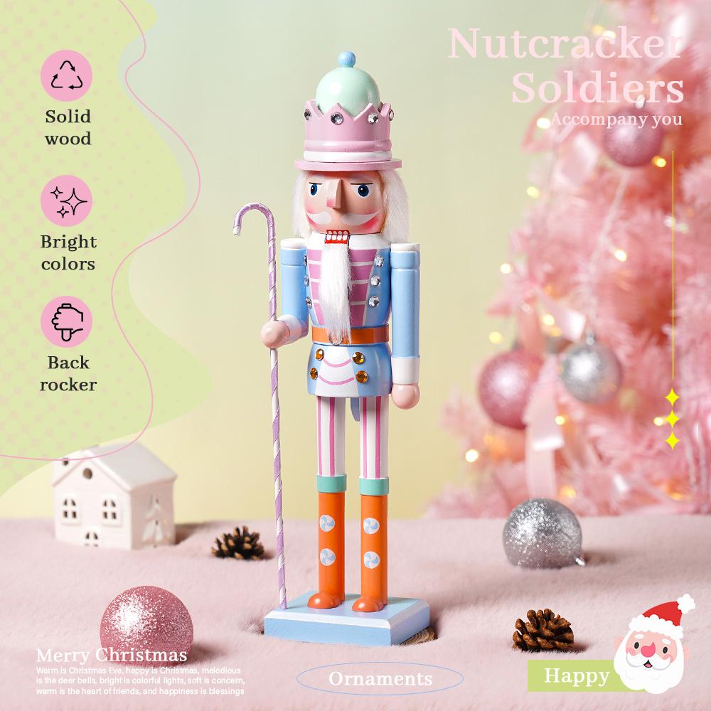 38CM Nutcracker Soldier Puppet Candy Series Combination Wooden Craft Christmas Tree Pendant Family Festival Decoration Gift