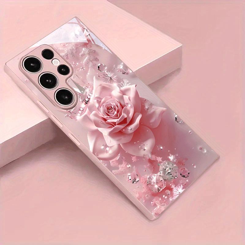 Pink Diamond Rose Shimmer Pattern  Phone Case for Samsung Galaxy S26 S25 S24 S23 S22 S21 S20 Note 20 Ultra  Back Cover