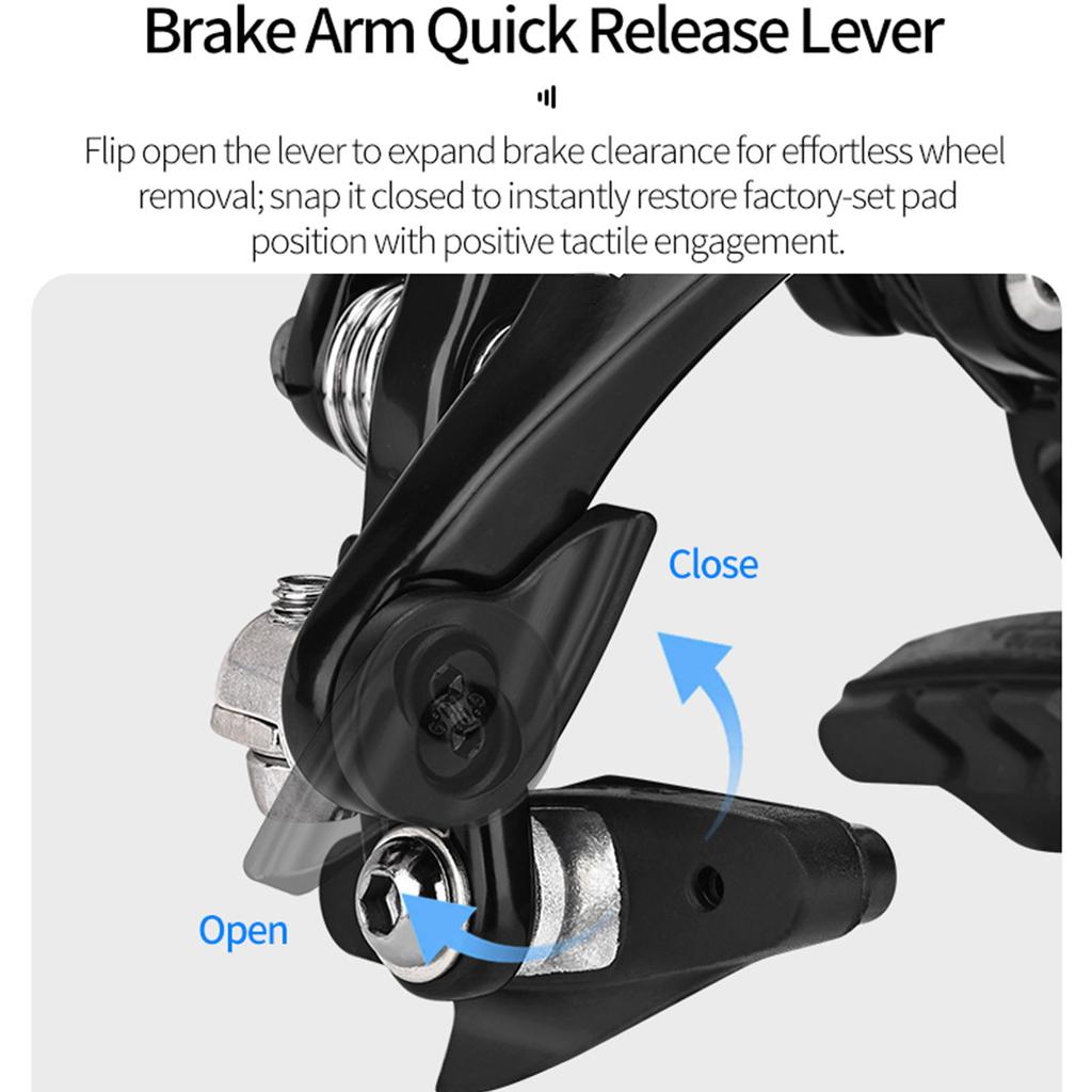 Road Bike Brake Caliper Lightweight Aluminum Dual Pivot Rim Brake for 700C Bicycle High Rigidity Quick Response Single