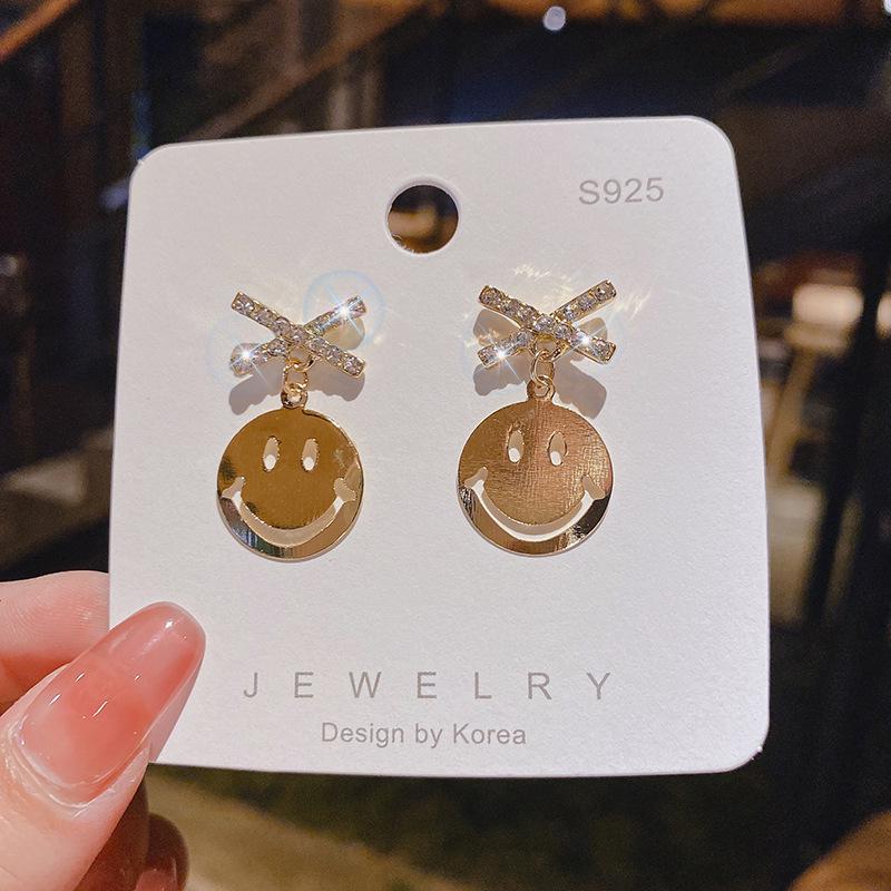 925 Silver Needle Korean Smile Face Earrings - Fashionable, Trendy, Versatile Statement Jewelry