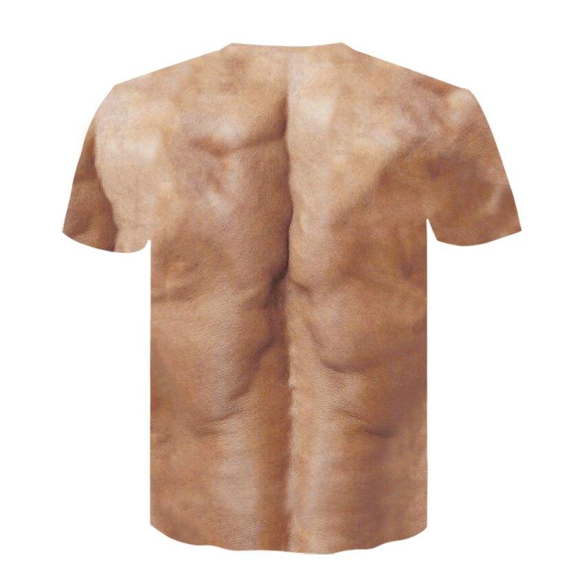 Men 'S 3d T -Shirt Bodybuilding Simulated Muscle Tattoo T -Shirt Casual Nude Skin Chest Muscle Tee Shirt Short -Sleeve Clothes Tops
