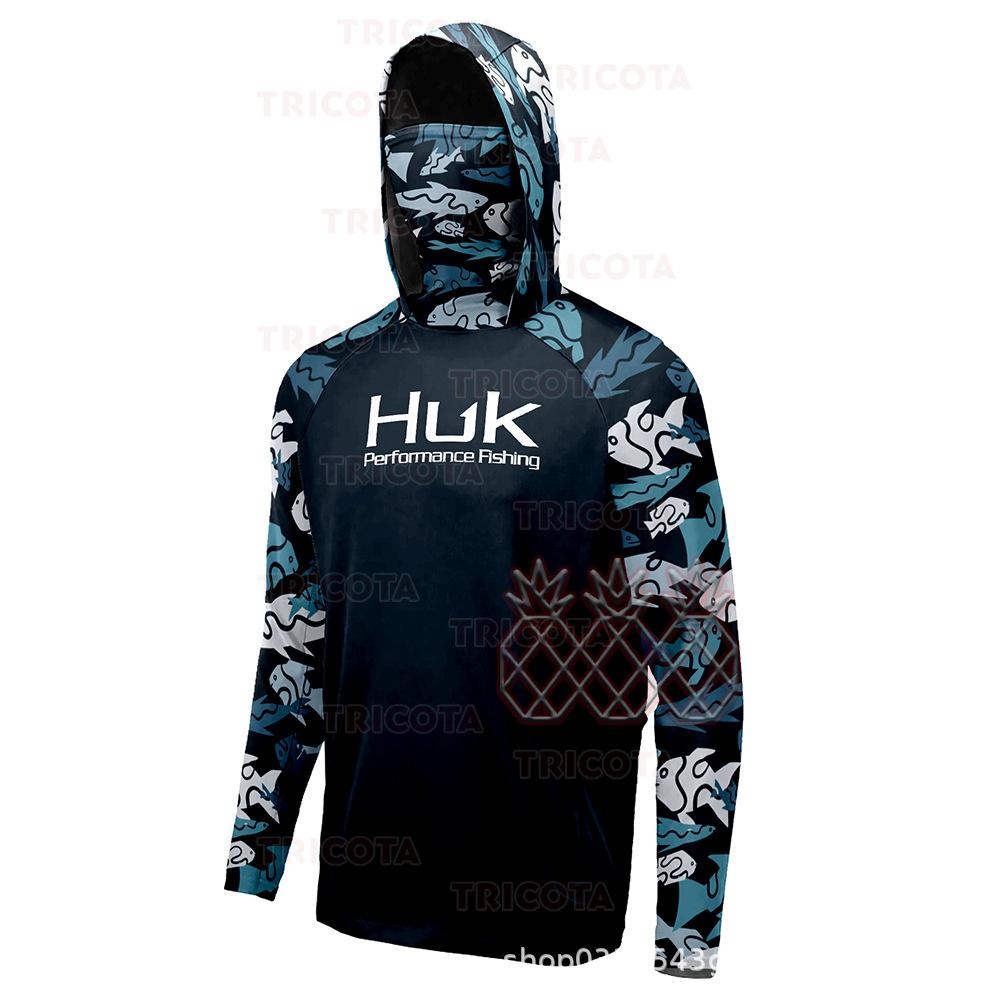 Hooded face towel integrated fishing suit summer long-sleeved sunscreen suit quick-drying breathable luya fishing suit