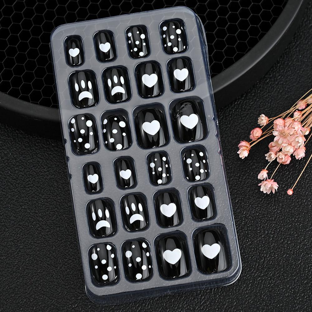 24pcs/box Candy Kids False Nail Cartoon Full Cover Press On Fake Nails Tips Kawaii Acrylic Artificial Fingernails for Girls