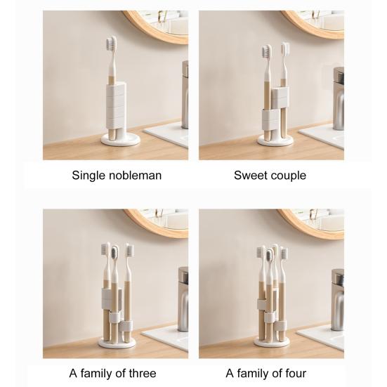 Toothbrush Holder Makeup Brush Storage Rack with Anti-Slip Base 360-Degree Rotatable Bathroom Toothbrush Storage Rack