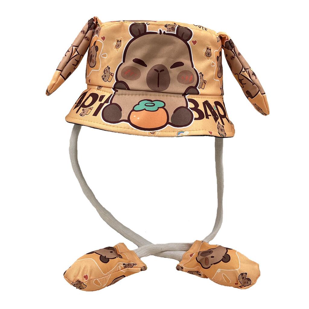 Cartoon Fisherman Hat For Kids With 3d Ears And Stitch Spider Man Print Design Summer Sun Protection Cotton Polyester