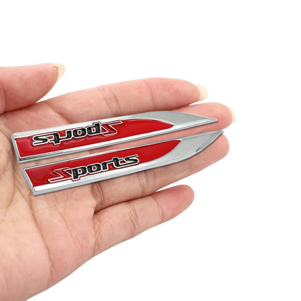 1pair Metal 3D Sports Auto Car Vehicle Front Fenders Decorative Emblem Sticker Badges Exterior Decals