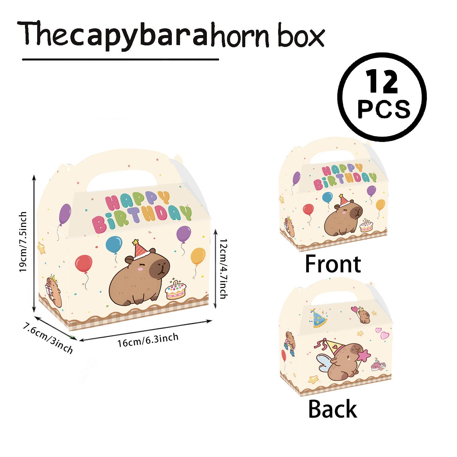 

Horn Box Gift Box Party Supplies Birthday Decorations Candy Box Arrangement Props Party Dessert Burger Box Kapibara Horn Box 12pcs