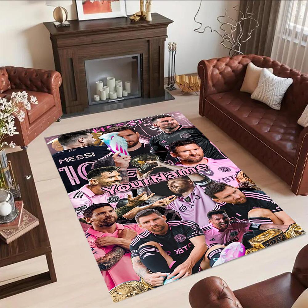 Messi 64 Personalized Text Area Rug Perfect for Game Room Playrooms Study room Outdoor Anti-slip Rug Decorate Offices Perfect Gift for Women/Men