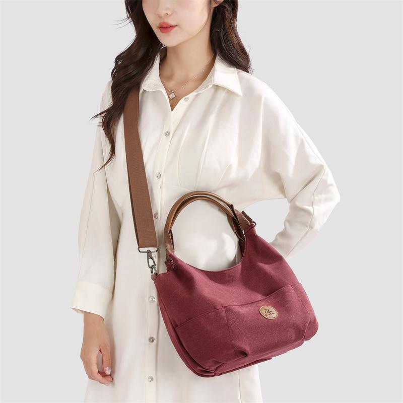 Canvas Shoulder Bag Large Capacity Tote Bag Women's Commuter Underarm Bag
