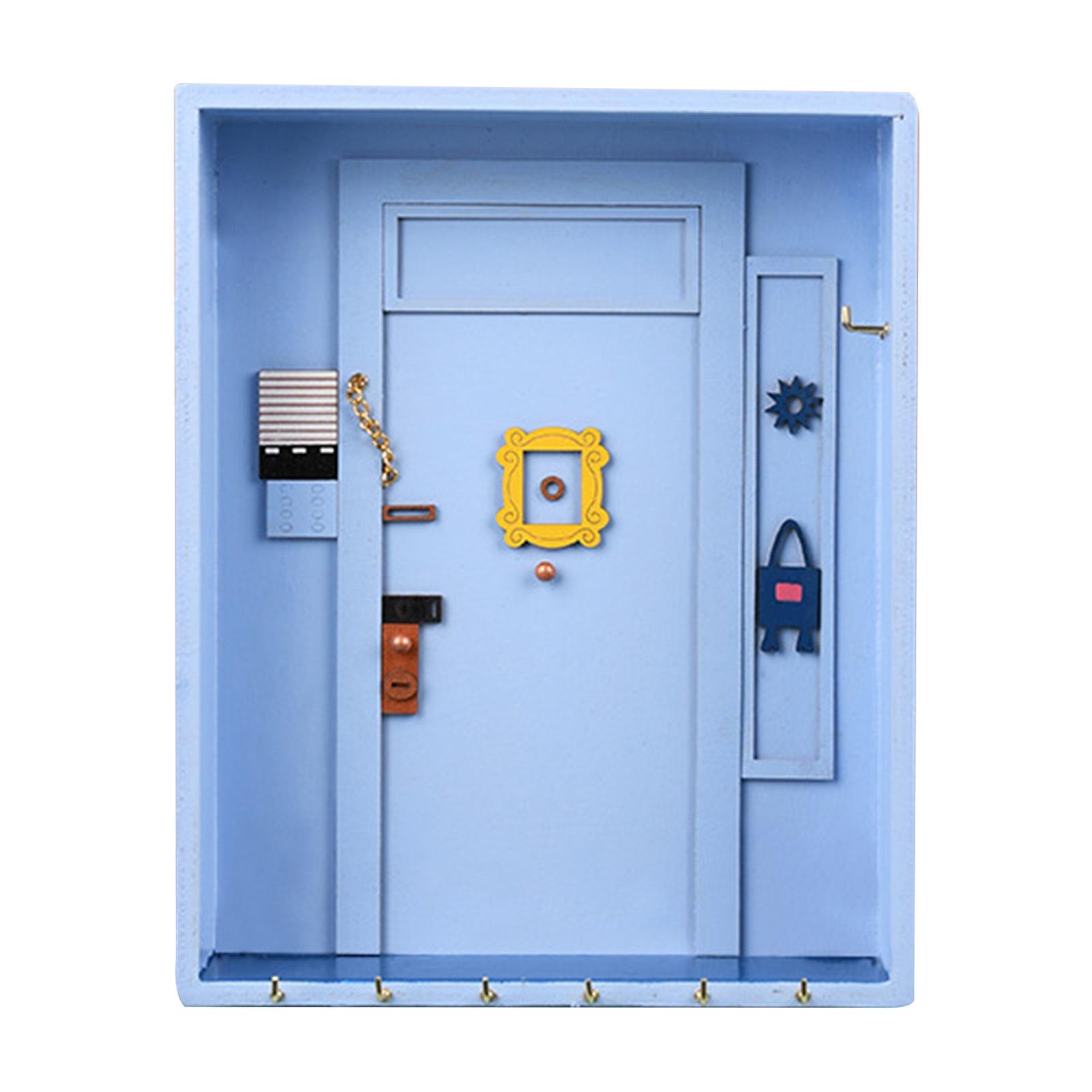 

Настенный держатель для ключей, настенный декоративный держатель для ключей, небольшие деревянные крючки для ключей, настенное украшение для гостиной, крыльца, стеллаж для хранения вещей синий