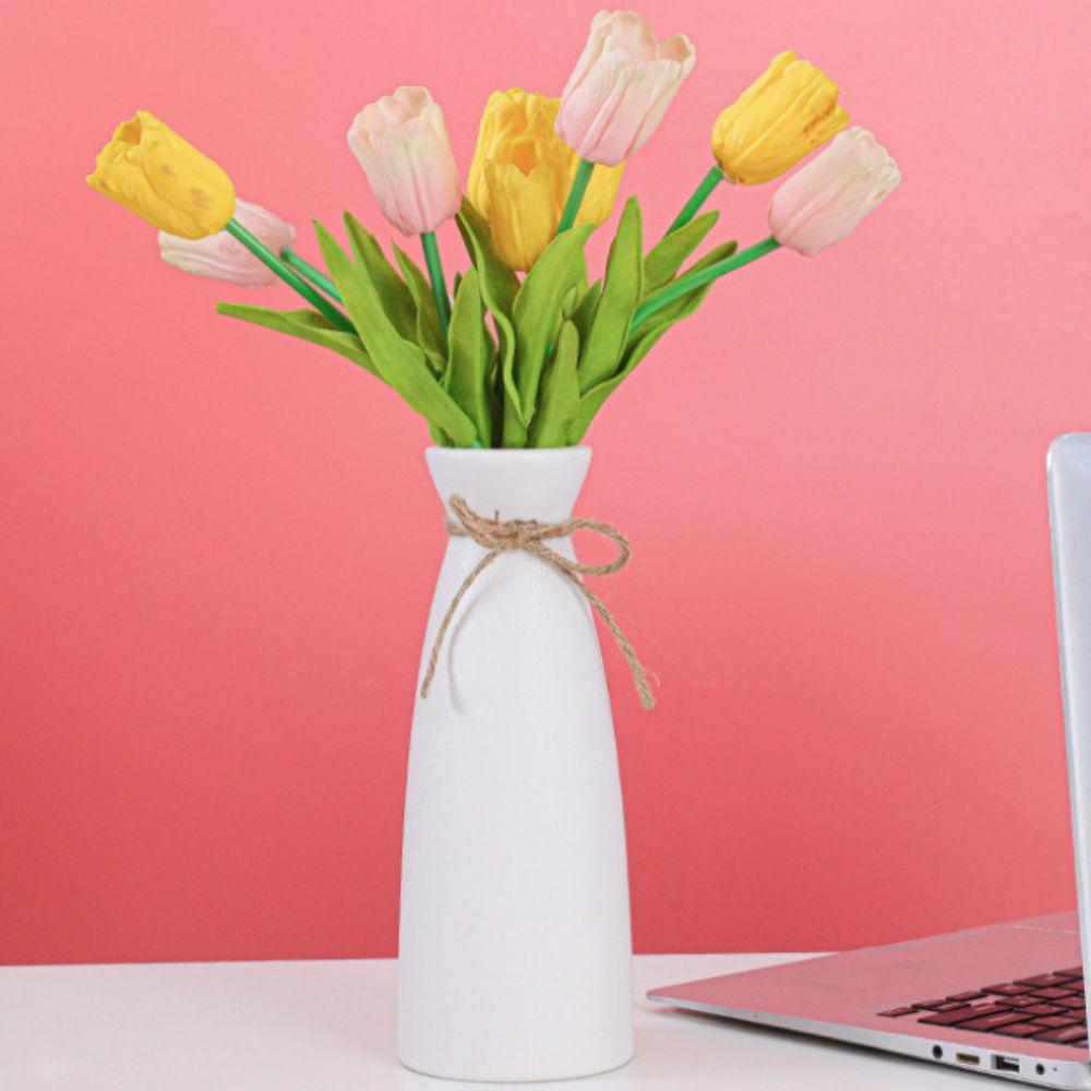 3 Pieces Ceramic Modern Style Dried Flowers Vase Set Solid Color Narrow-mouthed Living Room Simple Vase Different Sizes