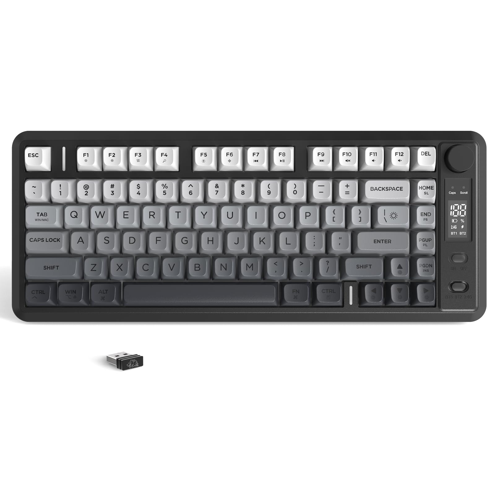

ZIYOU LANG x FREEWOLF M75 Wireless Gaming Keyboard with Smart Display PBT Gradient Rainbow TKL Membrane Keyboard with Mechanical Feel for & Knob, чорний