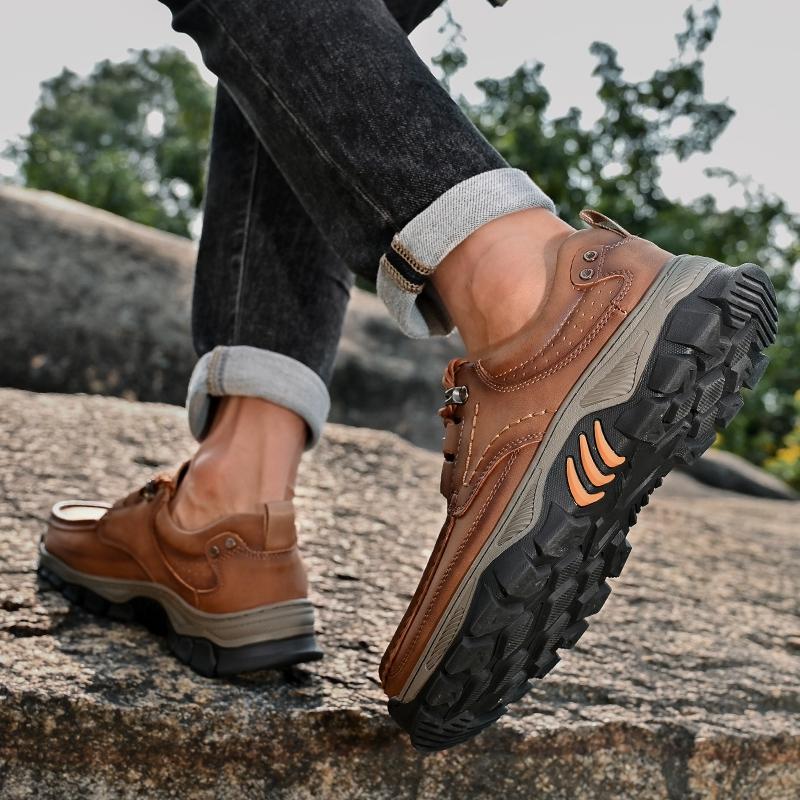 Módní Outdoorové Kempingové Turistické Boty Pánské Kožené Šněrovací Ploché Horolezecké Boty s Tlustou Podrážkou Cestovní Chůze Pánské Boty Velká Velikost 40-50