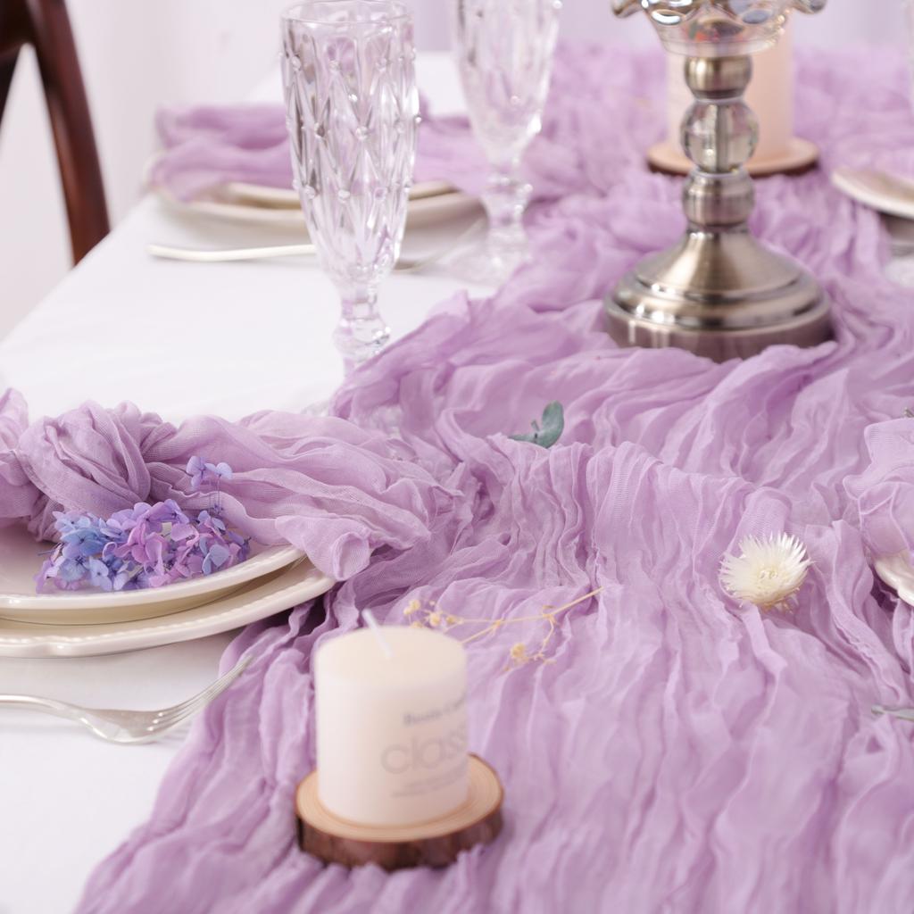 Gauze Table Runner Semi-Sheer Crinkle Table Runner Boho Rustic Decorations For Wedding Reception Bridal Shower Holiday Party