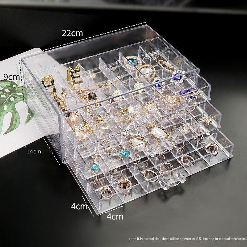 Free Shipping: Large-Capacity Transparent Jewelry Storage Box for Earrings and Necklaces - Dustproof and Drawer-Style