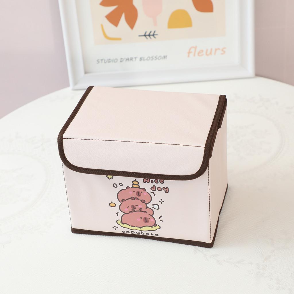 Cute Capybara Storage Box With Lid For Desk Organization And Dust Prevention