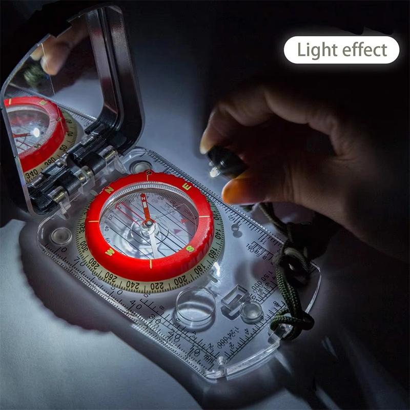 Adjustable Aiming Compass Mirror With Declination-Base Plate Navigation Orienteering Led Light Hiking Map Read Backpacking