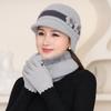 Ladies rabbit fur knitted thermal cap in the elderly grandmother fleece cold wool ear hat fashion mother