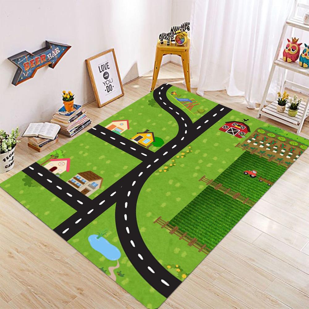 Children’s Educational City Life Playmat Rug Road Traffic System Carpet for Bedroom Playroom Fun Learning Floor Mat Safe Kids