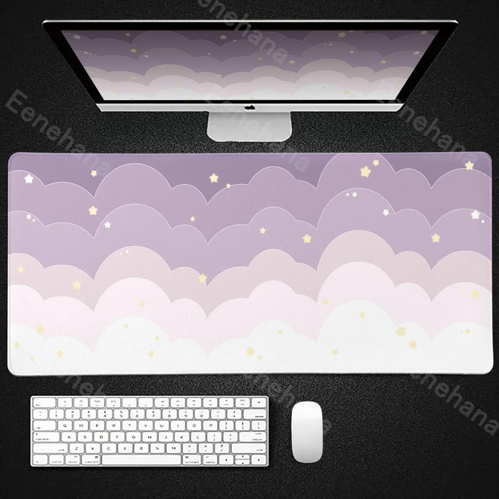 Light Blue Pink Clouds Mouse Pad Desk Mat Kawaii Purple Cute Rubber Pad Extended Pad Gaming Keyboard Mats Large XXL Girl Carpet