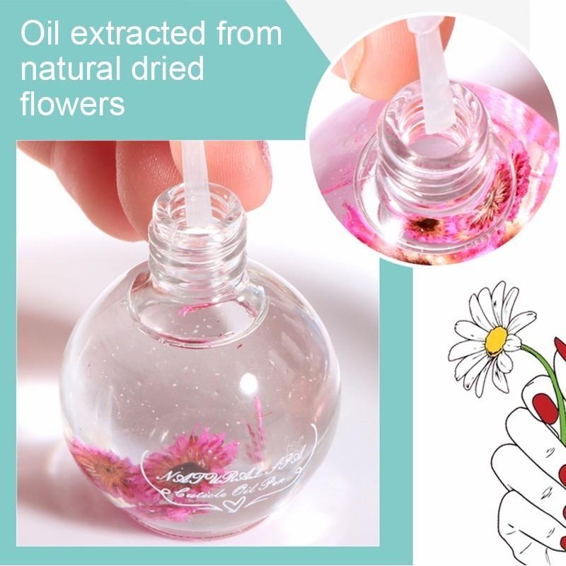 10 ml Nagelhaut-Nährstofföl aus getrockneten Blumen, nährt und repariert beschädigte Nägel, Nagelpflege-Ölbehandlung, spendet Feuchtigkeit und stärkt helle Nägel