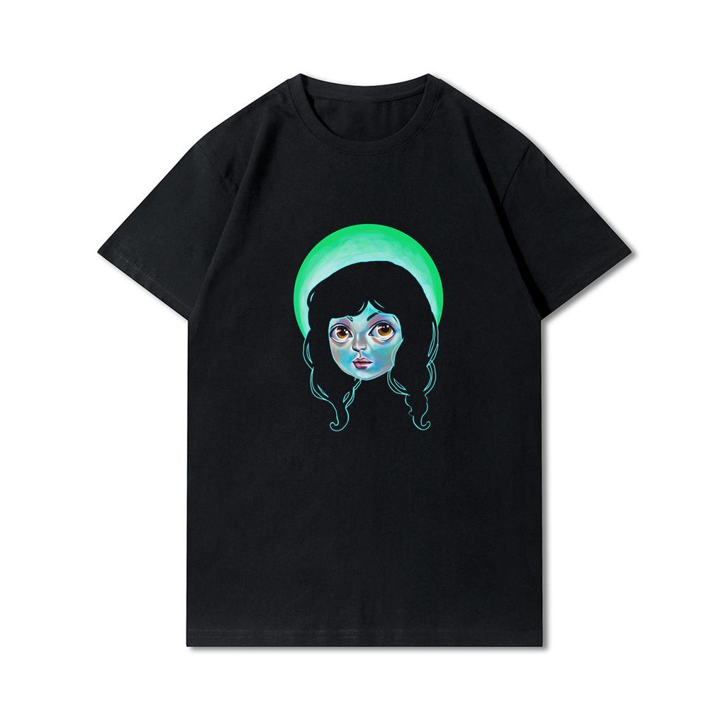 Anime 100 Muster Sommer-T-Shirts für Frauen Panda Tier bedruckt lässige Kurzarm-Oberteile 100 % Baumwolle Übergröße O-Ausschnitt T-Shirts