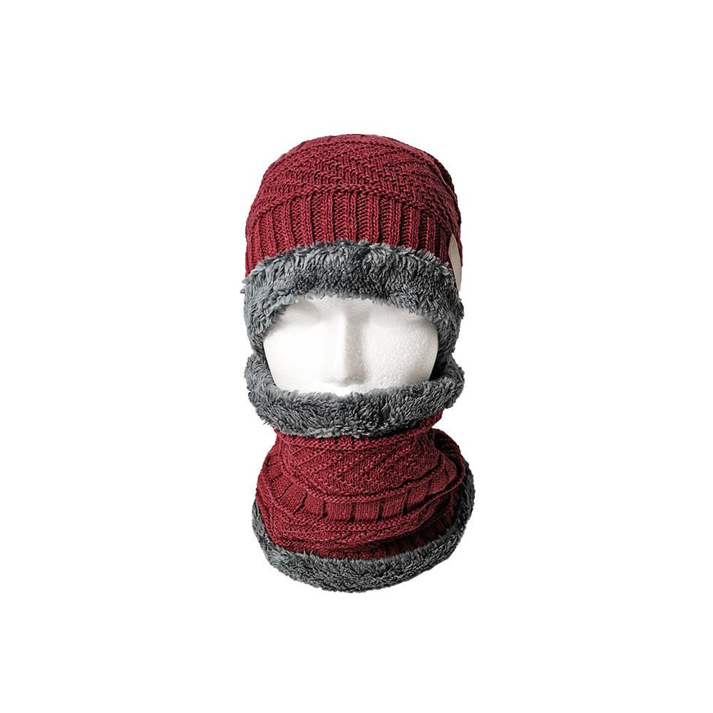 Winter Beanie Mens Hat And Scarf Set Warm Fleece Knitted Cap Unisex Couple