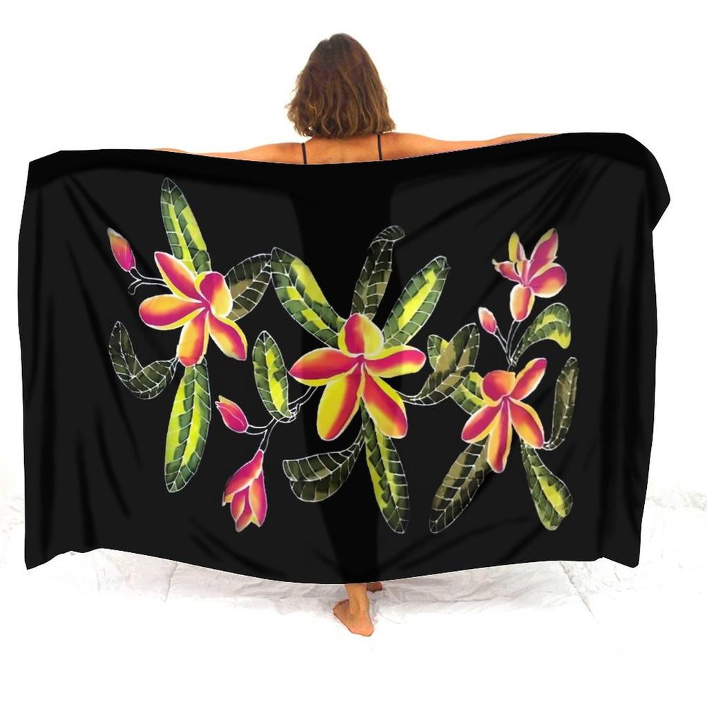 Bikini Coat Anti-Slip Sarong Hawaiian Vintage Pattern Custom Floral Print Polynesian Sarong Summer Beach Soft Shawl