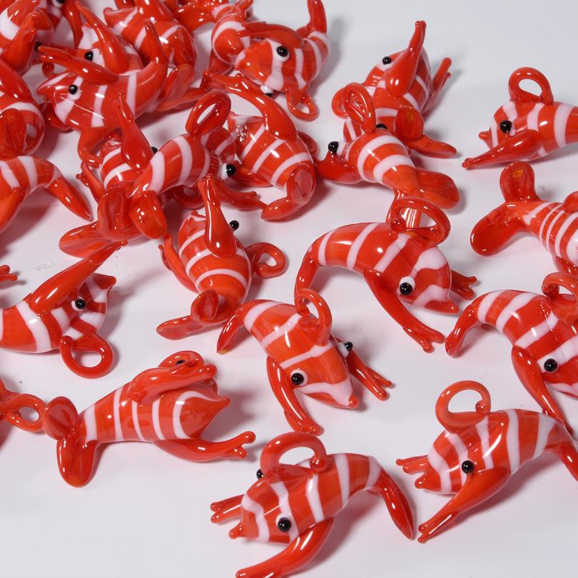 2/5pcs Red Crab/Lobster Charms For Jewelry Making Supplies Ocean Animal Pendants Glass/Enamel DIY Earrings Keychain Beach Charm