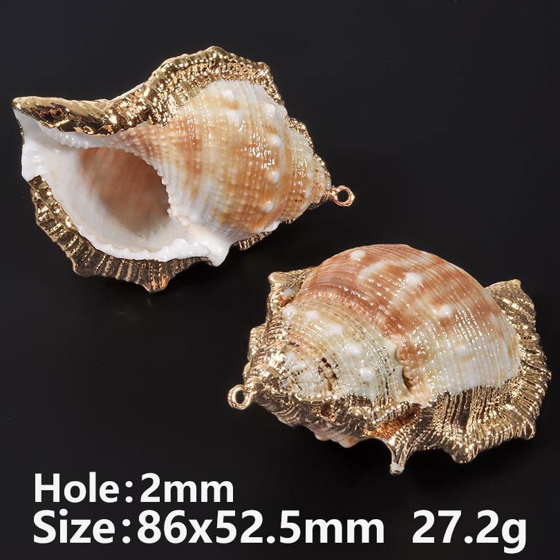2pcs Ocean Shell Conch Pendant Charms For Jewelry Making Supplies Copper Beach Accessories DIY Earrings Necklace Keychain Charm
