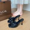 One Character Slim Heel Slippers Women Spring Summer 2026, Princess Style Butterfly Bow High Heels, Cool Slippers in Large Size