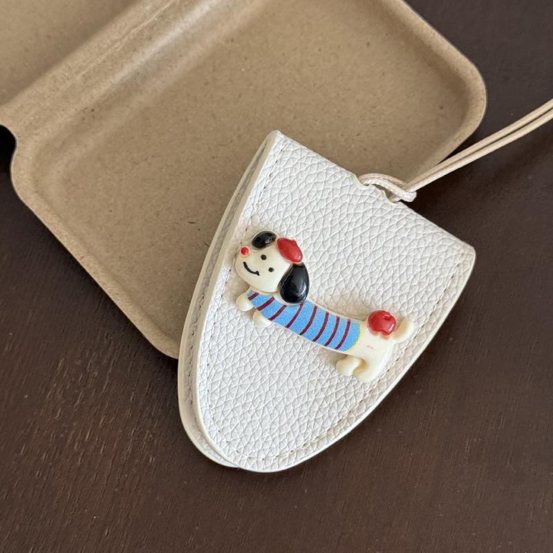Cute Dog Hanging Neck Sunglasses Eyeglasses Storage Bag PU Leather Magnetic Glasses Clip Cover Travel Anti-lost Glasses Holder