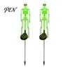 Spooky Garden Path Lighting 2Pcs Solar Skeleton Stake Light, Halloween Glowing Realistic Figurine, Waterproof Illuminated Yard Accents Outdoor