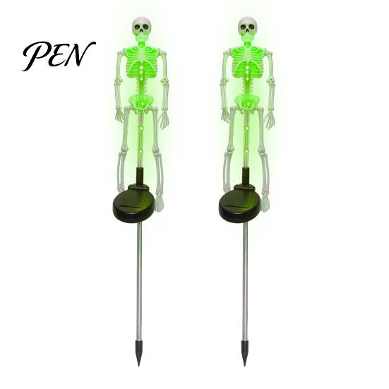 Spooky Garden Path Lighting 2Pcs Solar Skeleton Stake Light, Halloween Glowing Realistic Figurine, Waterproof Illuminated Yard Accents Outdoor