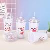 Water bottle summer snowflake starry sky plastic cup net red with lid with straw water cup creative high value outdoor broken ice cup