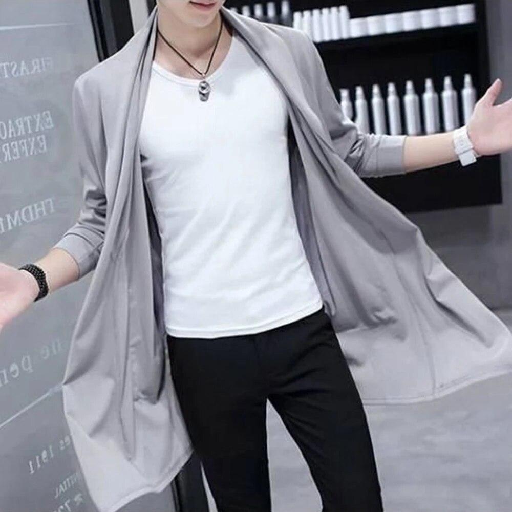 Trench protettivo da uomo estivo moda uomo trench punk hip hop cardigan casual streetwear mantella