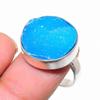 Blue Druzy Gemstone 925 Sterling Silver Jewelry Ring Size Adjustable GK-4393