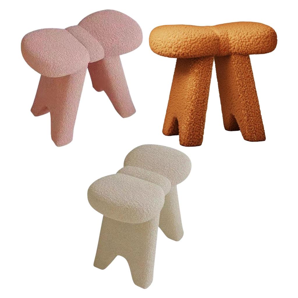 Vanity Stool Chair Lambswool Foot Stool for Makeup Room Living Room Bedroom